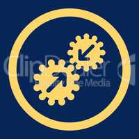 Integration flat yellow color rounded vector icon