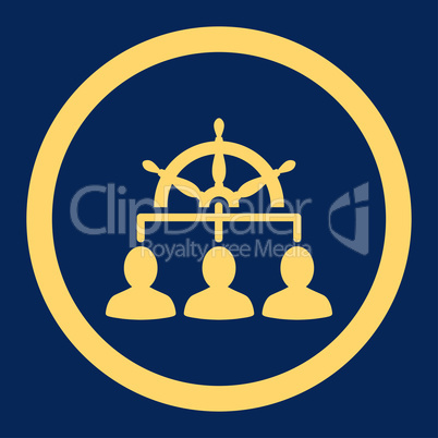 Management flat yellow color rounded vector icon