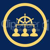 Management flat yellow color rounded vector icon