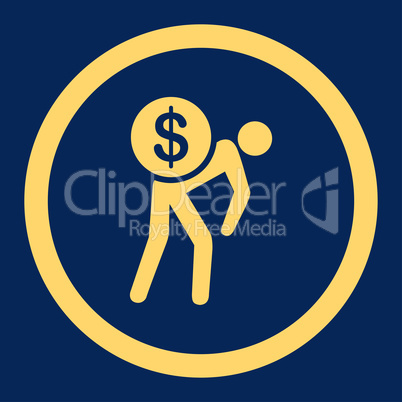 Money courier flat yellow color rounded vector icon Money courier flat yellow color rounded vector icon