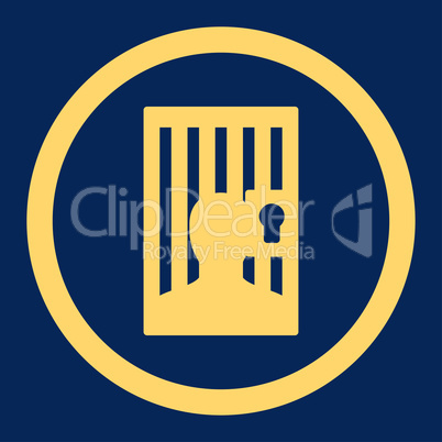 Prison flat yellow color rounded vector icon