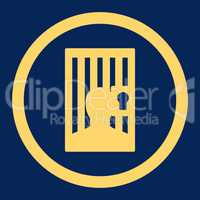 Prison flat yellow color rounded vector icon