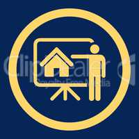 Realtor flat yellow color rounded vector icon