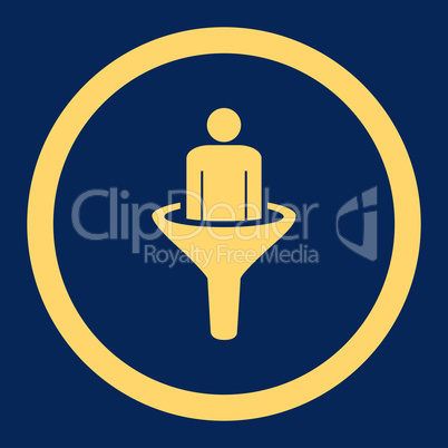 Sales funnel flat yellow color rounded vector icon