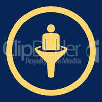 Sales funnel flat yellow color rounded vector icon