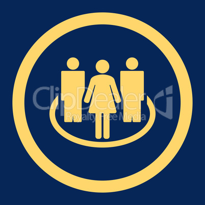 Society flat yellow color rounded vector icon