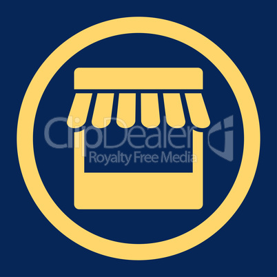 Store flat yellow color rounded vector icon