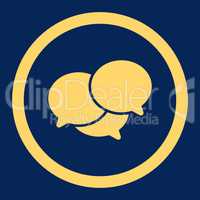 Webinar flat yellow color rounded vector icon