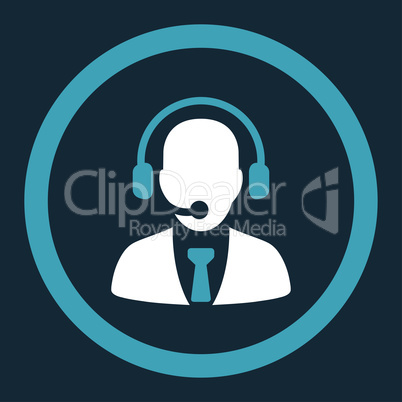 Call center flat blue and white colors rounded vector icon