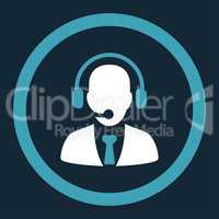Call center flat blue and white colors rounded vector icon