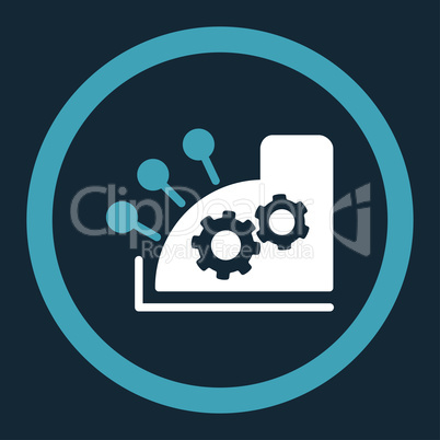 Cash register flat blue and white colors rounded vector icon