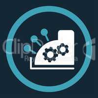 Cash register flat blue and white colors rounded vector icon