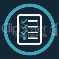 Checklist flat blue and white colors rounded vector icon