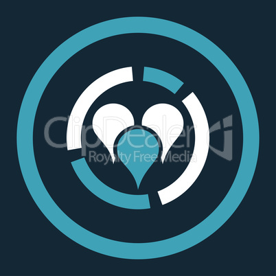 Geo diagram flat blue and white colors rounded vector icon