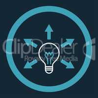 Idea flat blue and white colors rounded vector icon