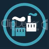 Industry flat blue and white colors rounded vector icon
