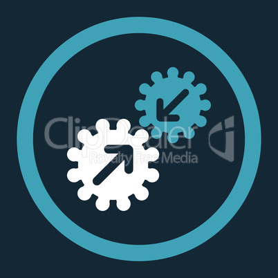 Integration flat blue and white colors rounded vector icon