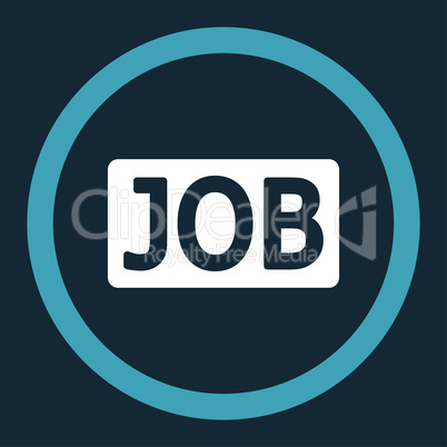 Job flat blue and white colors rounded vector icon