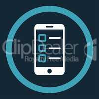 Mobile test flat blue and white colors rounded vector icon