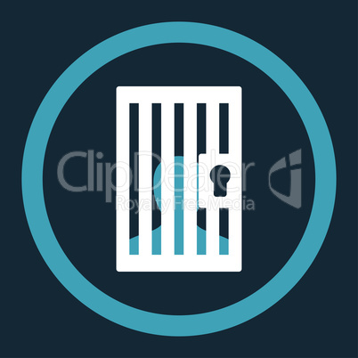 Prison flat blue and white colors rounded vector icon