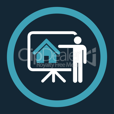 Realtor flat blue and white colors rounded vector icon