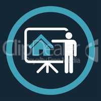 Realtor flat blue and white colors rounded vector icon