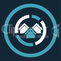 Realty diagram flat blue and white colors rounded vector icon
