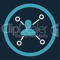 Relations flat blue and white colors rounded vector icon