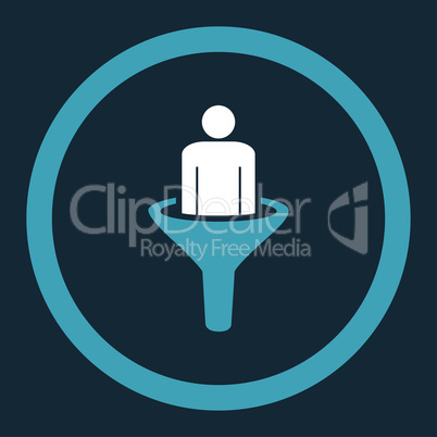 Sales funnel flat blue and white colors rounded vector icon