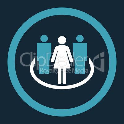 Society flat blue and white colors rounded vector icon