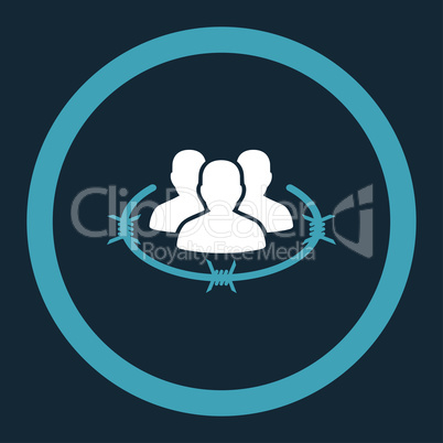 Strict management flat blue and white colors rounded vector icon