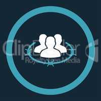 Strict management flat blue and white colors rounded vector icon