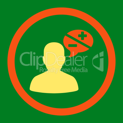 Arguments flat orange and yellow colors rounded vector icon