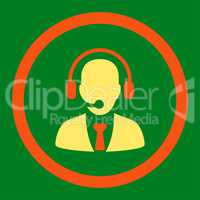 Call center flat orange and yellow colors rounded vector icon