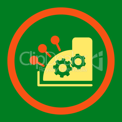 Cash register flat orange and yellow colors rounded vector icon