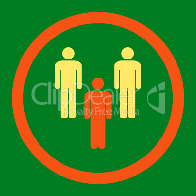 Community flat orange and yellow colors rounded vector icon
