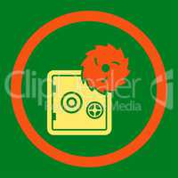 Hacking theft flat orange and yellow colors rounded vector icon