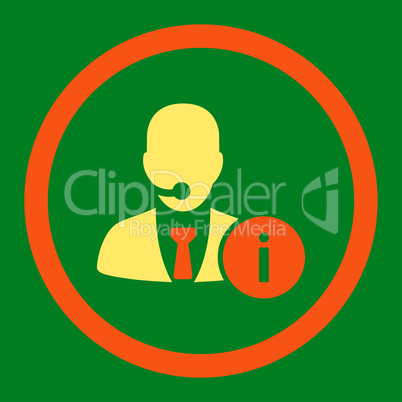 Help desk flat orange and yellow colors rounded vector icon