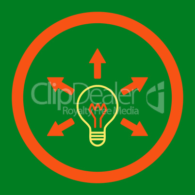 Idea flat orange and yellow colors rounded vector icon