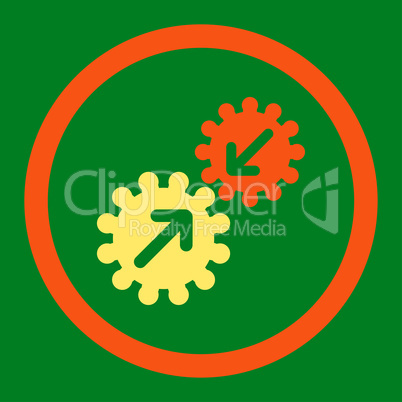 Integration flat orange and yellow colors rounded vector icon