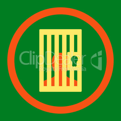 Prison flat orange and yellow colors rounded vector icon