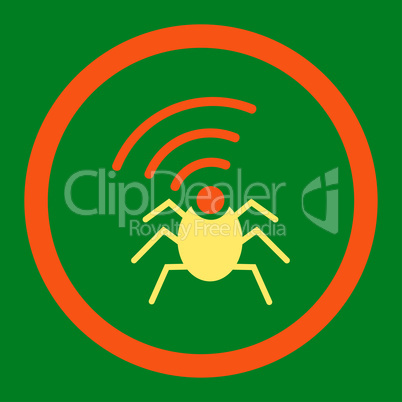Radio spy bug flat orange and yellow colors rounded vector icon