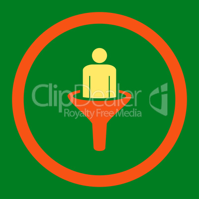 Sales funnel flat orange and yellow colors rounded vector icon