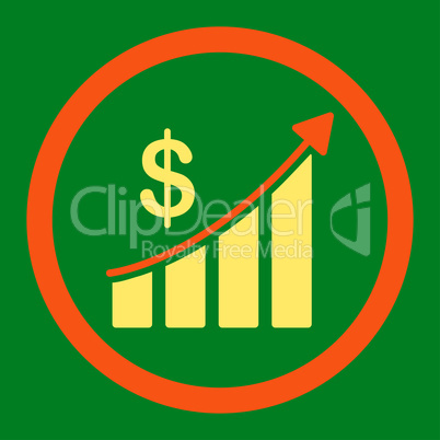 Sales flat orange and yellow colors rounded vector icon