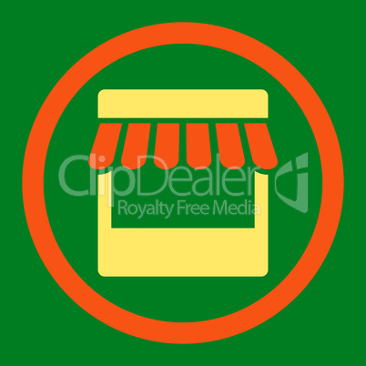 Store flat orange and yellow colors rounded vector icon