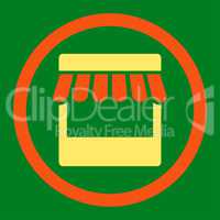 Store flat orange and yellow colors rounded vector icon