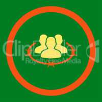 Strict management flat orange and yellow colors rounded vector icon