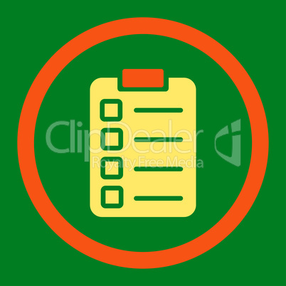 Test task flat orange and yellow colors rounded vector icon