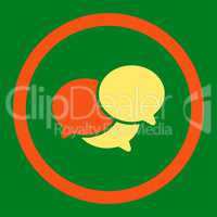 Webinar flat orange and yellow colors rounded vector icon