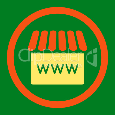 Webstore flat orange and yellow colors rounded vector icon